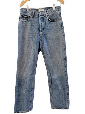 Agolde 90s straight jeans Rigid Mid Rise size 28 Organic Cotton denim button Fly
